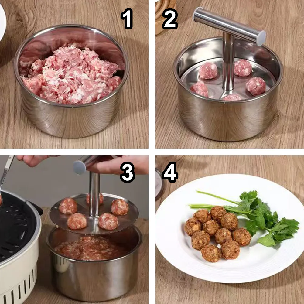 6/12 Holes Manual Meatball Shaper Stainless Steel Meatball Maker Mince Ball Shaper Meatball Press Mould Kitchen Tool Accessories