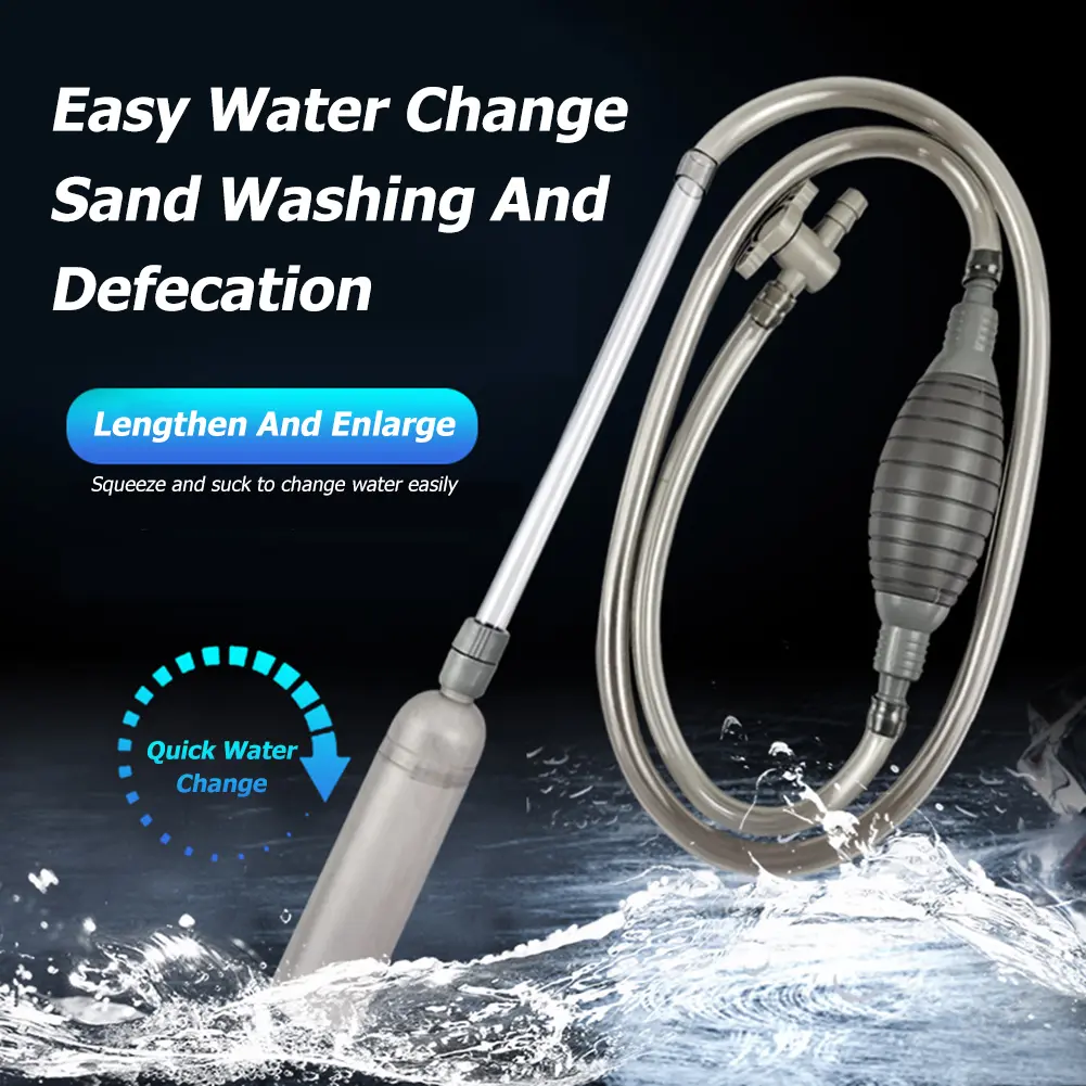Handheld Aquarium Gravel Cleaner with Filter Nozzle Manual Water Changer Removable Water Changer Air Pump Cleaning Accessories