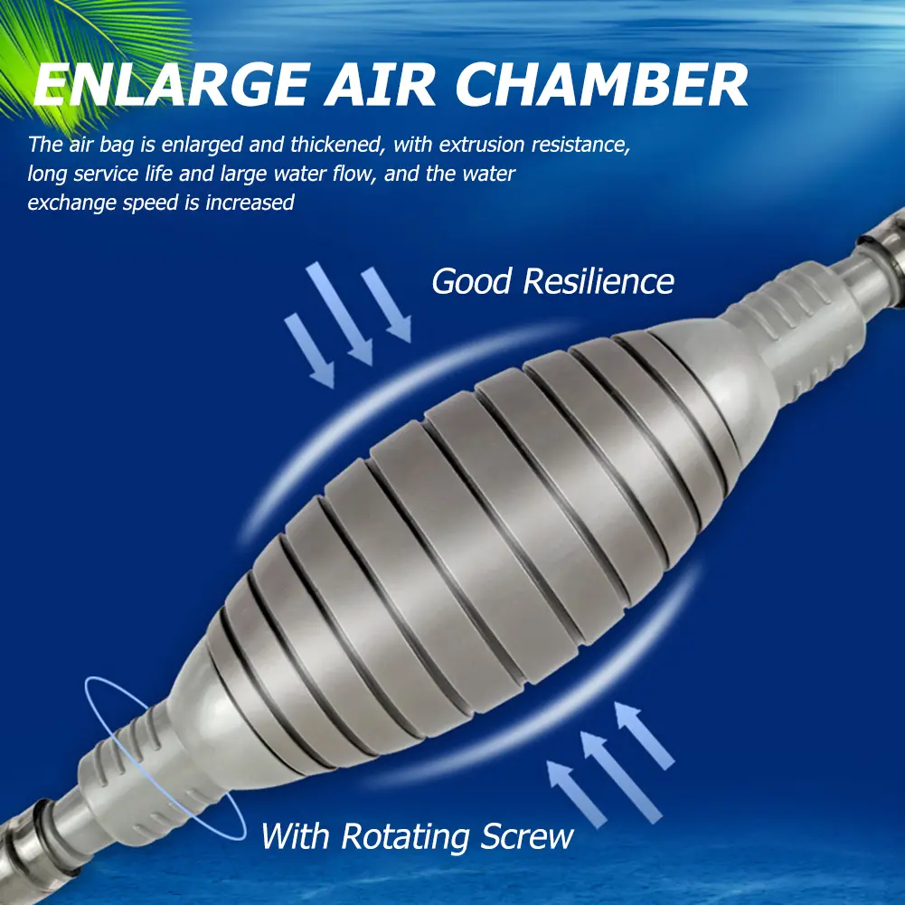 Handheld Aquarium Gravel Cleaner with Filter Nozzle Manual Water Changer Removable Water Changer Air Pump Cleaning Accessories