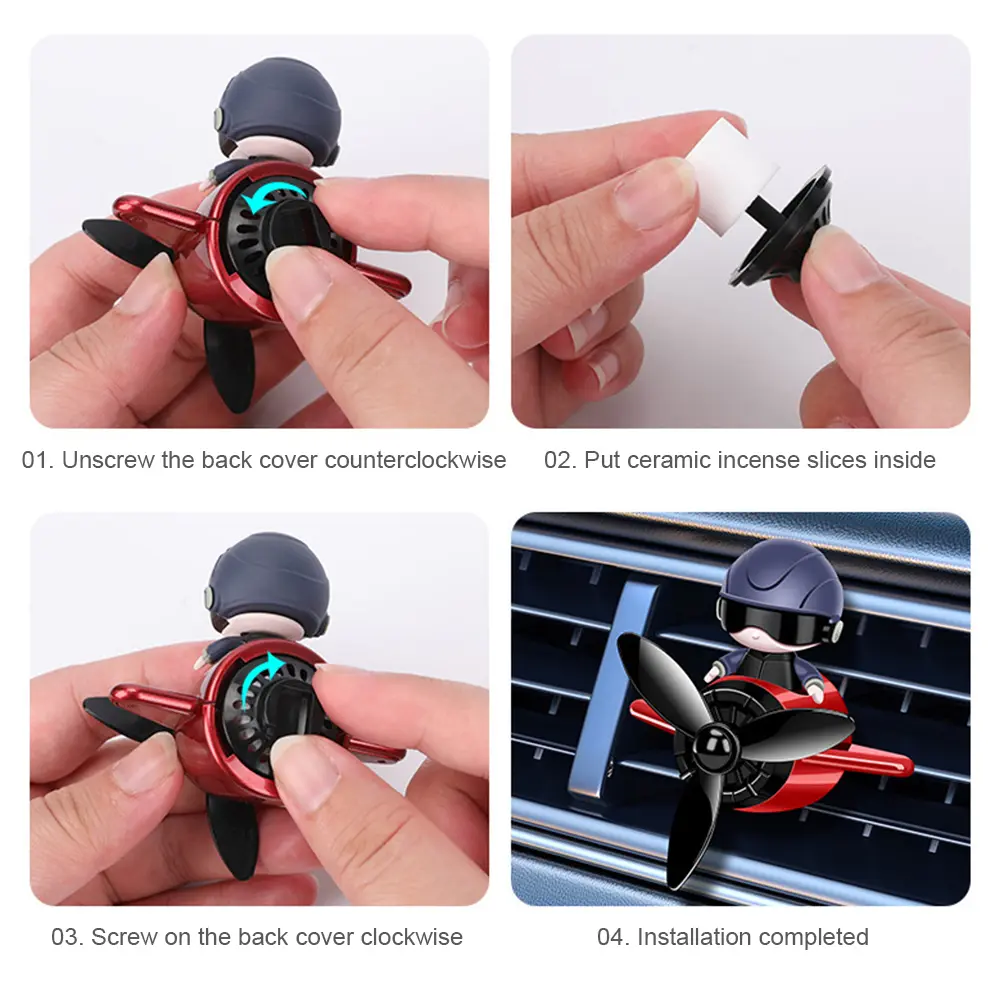 Mini Astronaut Car Aromatherapy Astronaut Air Outlet Car Aromatherapy Pilot Rotating Propeller Fragrance Decoration Accessories