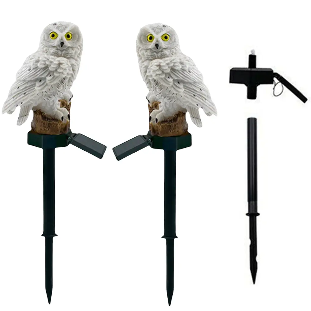 Solar Owl Garden Light Animal LED Stake Light Waterproof Solar Powered Lamp Resin Landscape Light for Pathway Walkway Decor