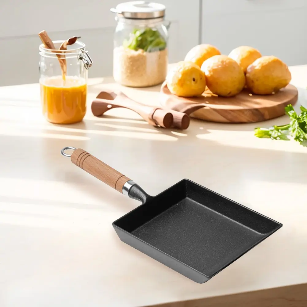 Cast Iron Egg Frying Pan Non-Stick Tamagoyaki Pan Rectangle Mini Egg Frying Pan Thickened Omelette Tamagoyaki Frying Pan