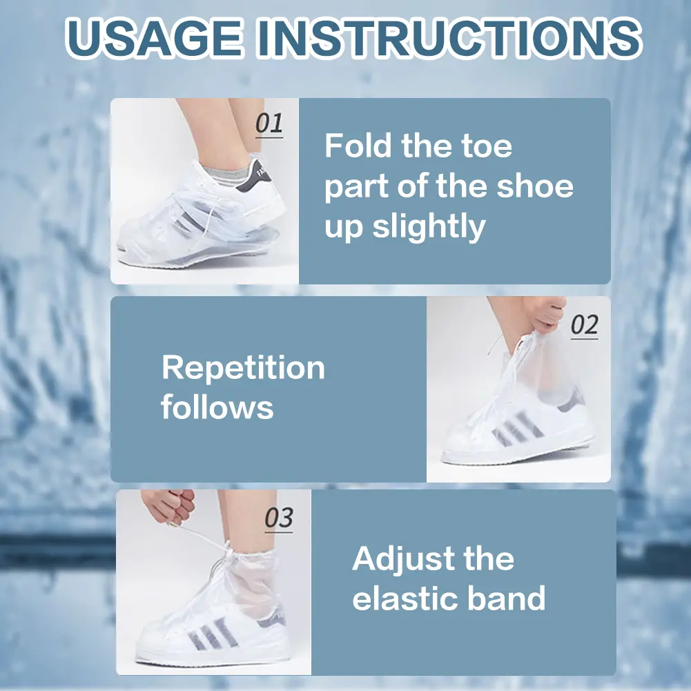 5 Pair Water Resistant Overshoes Non Slip Shoe Protectors Covers Adjustable Rain Boot Shoe Cover Drawstring for Men Women Kids