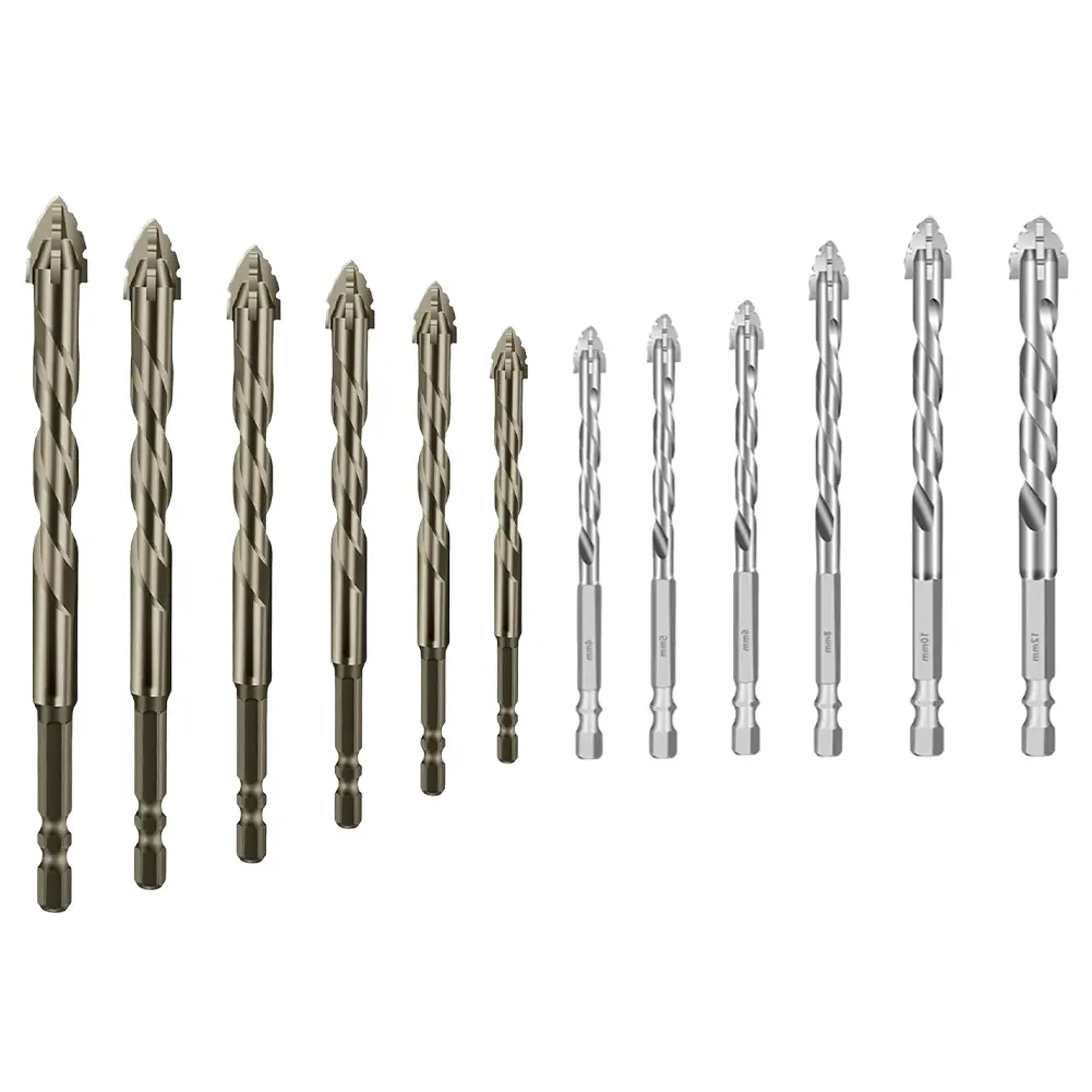 6PCS 4-Blade Saw Tooth Eccentric Drill Bit Hard Alloy Alloy Drill Bit Four-Edge Eccentric Drill Bit Concrete Brick Drill Bit Set