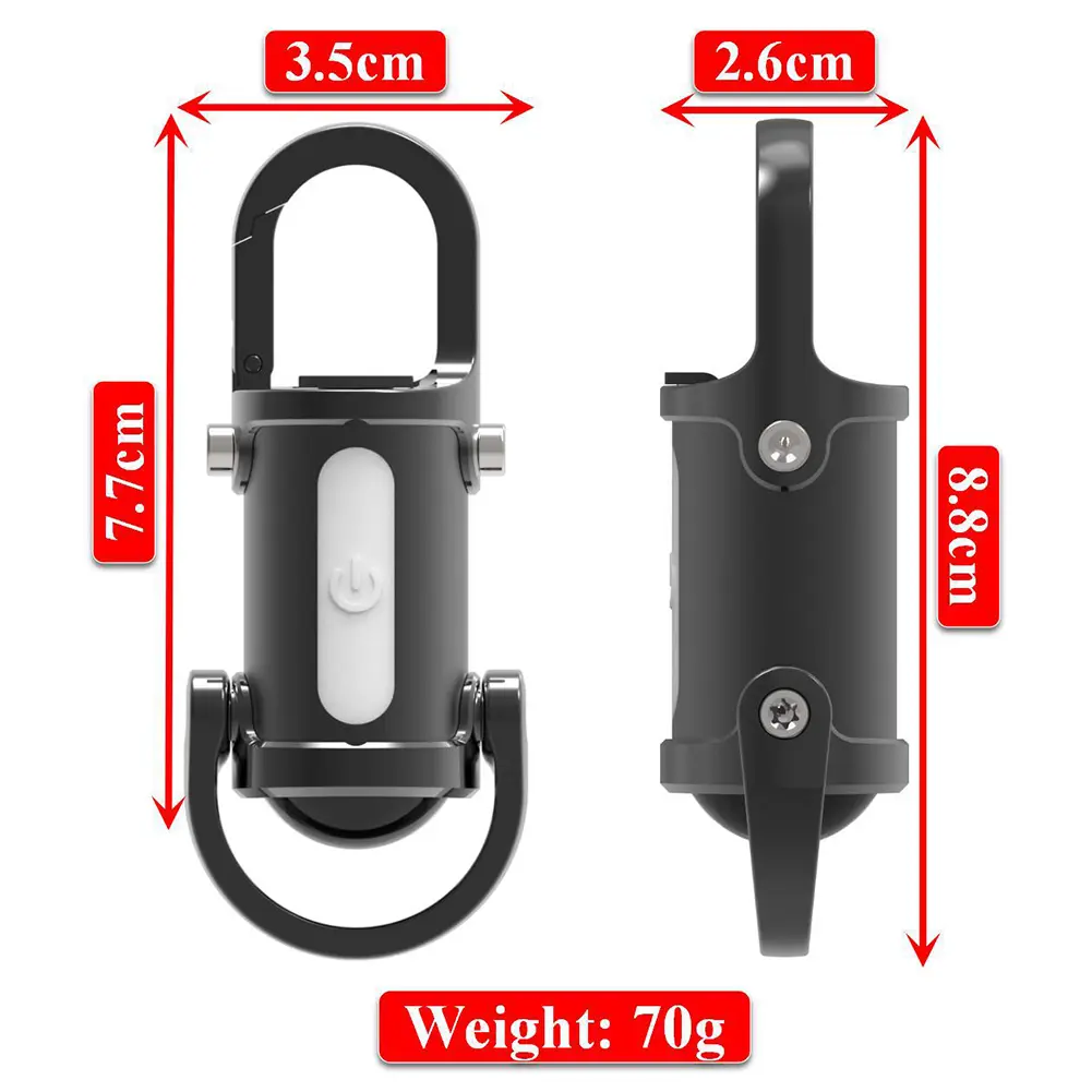 COB LED Outdoor Mini Flashlight 1200LM Portable Flashlight Keychain Power Display Hanging Flashlight Keyring for Night Running