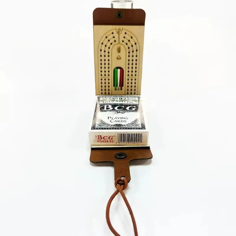 Traditional Wooden Cribbage Board Game Set with 6 Pegs and Deck of Playing Cards 2-4 Player Games for Family Game Night Travel