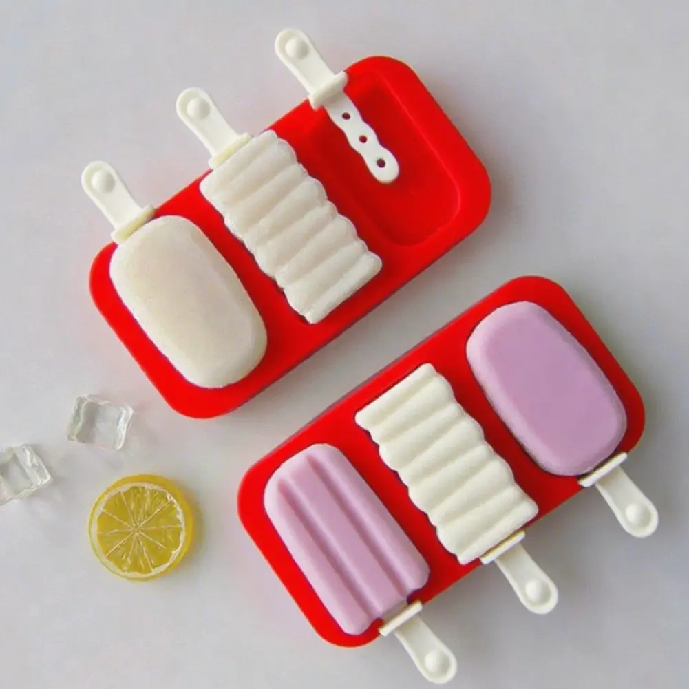 3 Packs Silicone Ice Lolly Mould BPA Free Ice Molds Stackable Popsicle Ice Lolly Maker Reusable Sticks and Covers Ice Cream Tool