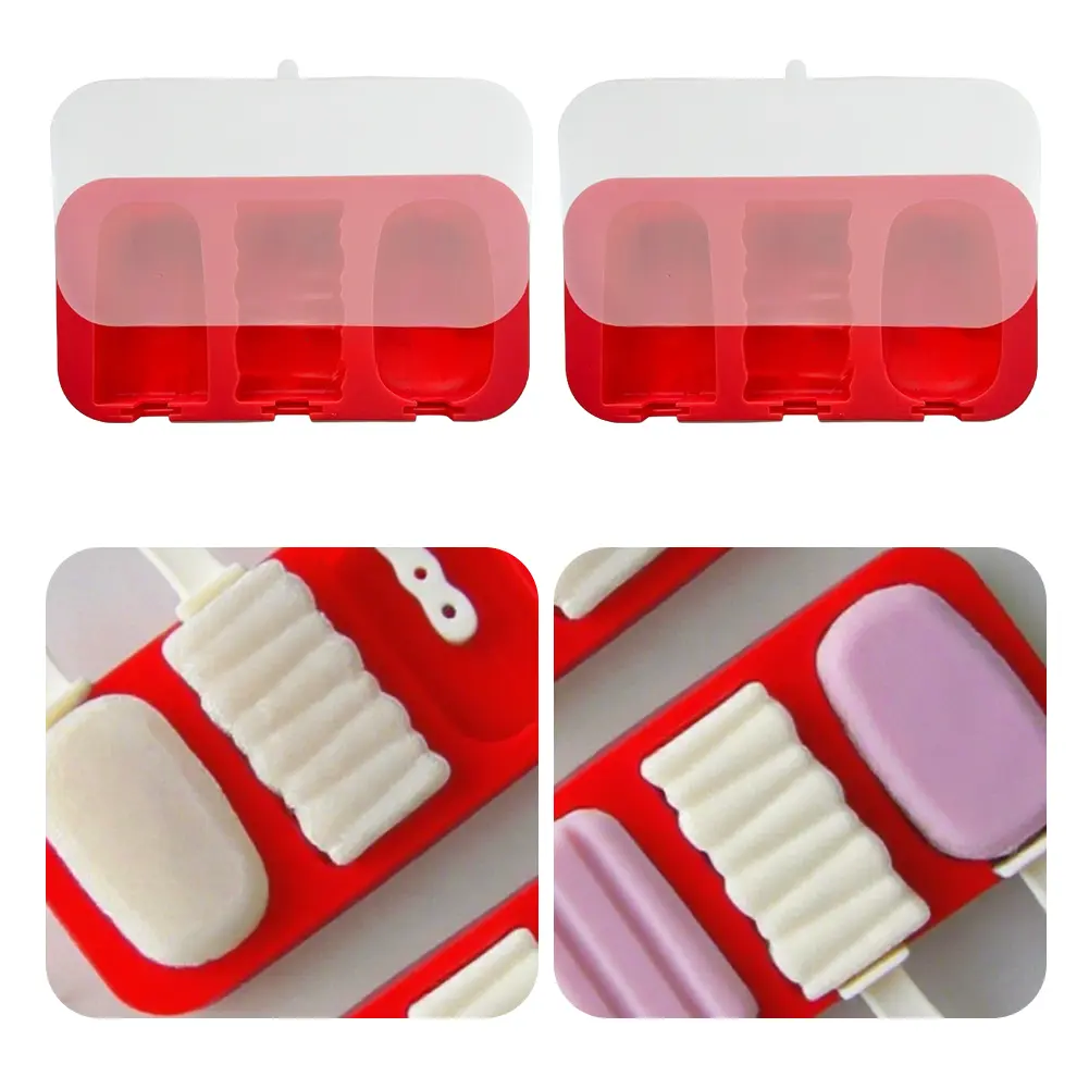 3 Packs Silicone Ice Lolly Mould BPA Free Ice Molds Stackable Popsicle Ice Lolly Maker Reusable Sticks and Covers Ice Cream Tool