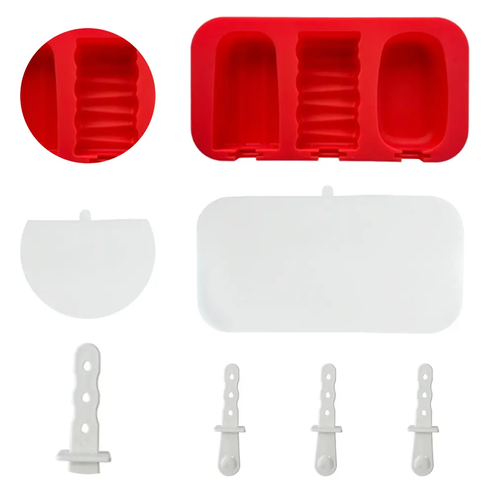 3 Packs Silicone Ice Lolly Mould BPA Free Ice Molds Stackable Popsicle Ice Lolly Maker Reusable Sticks and Covers Ice Cream Tool