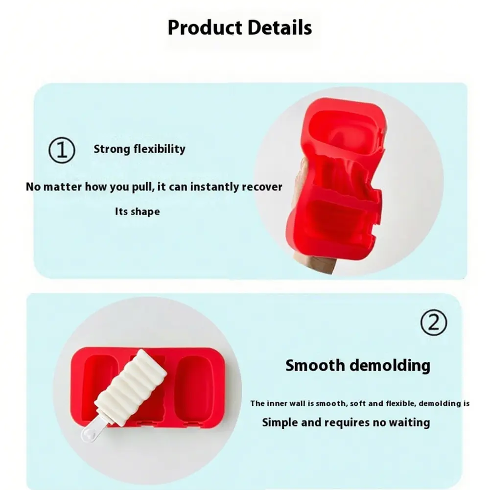 3 Packs Silicone Ice Lolly Mould BPA Free Ice Molds Stackable Popsicle Ice Lolly Maker Reusable Sticks and Covers Ice Cream Tool