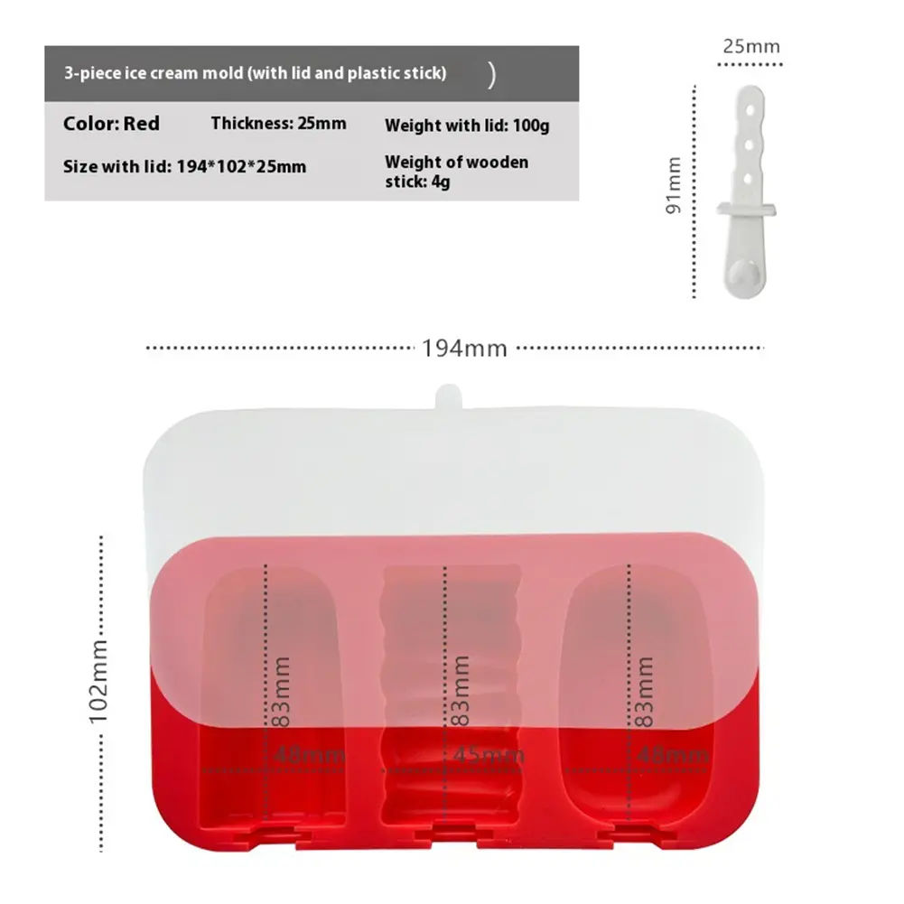 3 Packs Silicone Ice Lolly Mould BPA Free Ice Molds Stackable Popsicle Ice Lolly Maker Reusable Sticks and Covers Ice Cream Tool