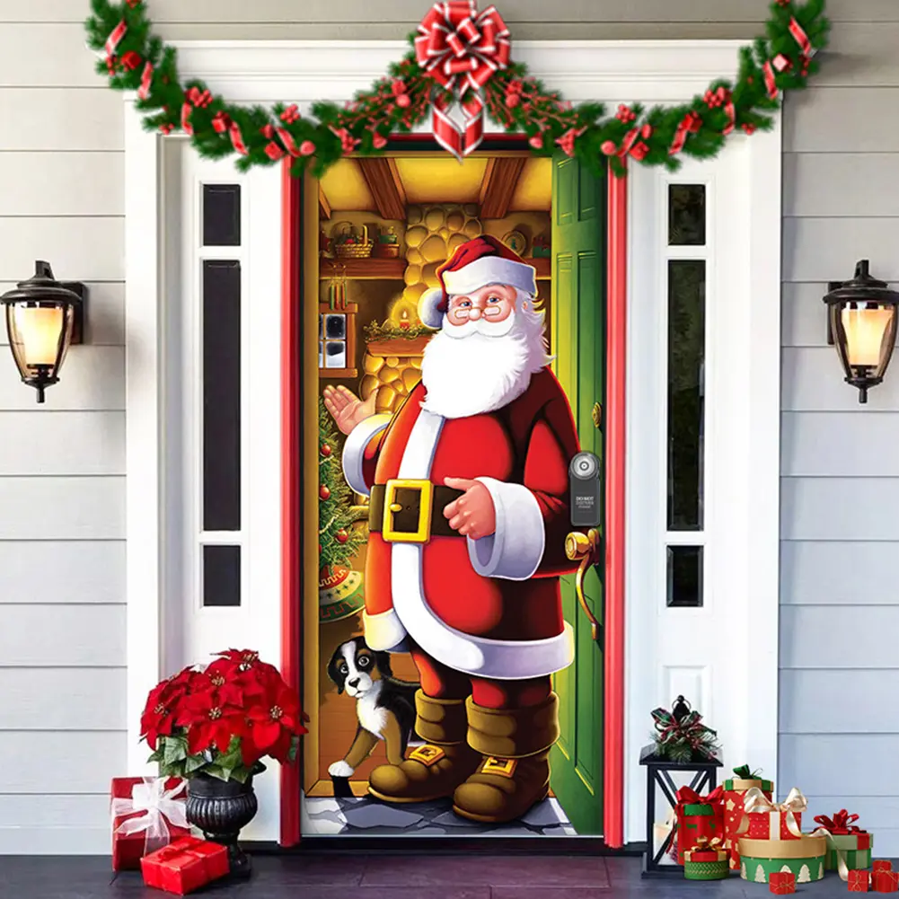 Christmas Background Banner Party Favors 91cm X 203cm Decor Door Porch Hanging Banner Garage Door Banner for Inside Outside Use