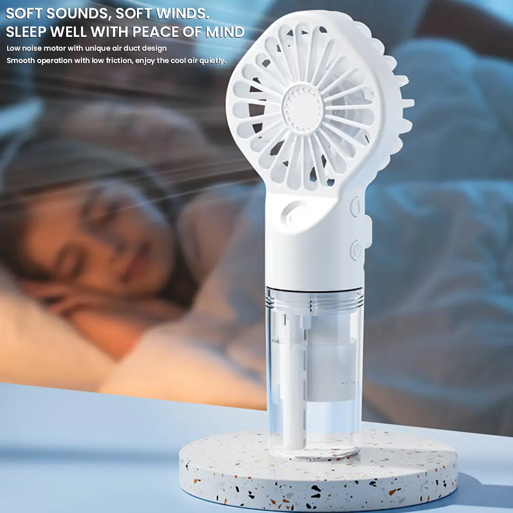 Portable Humidifier Fan Mini Rechargeable Handheld Misting Fan with Humidifier Mini Water Spray Hand Fan 4 Speeds for Personal