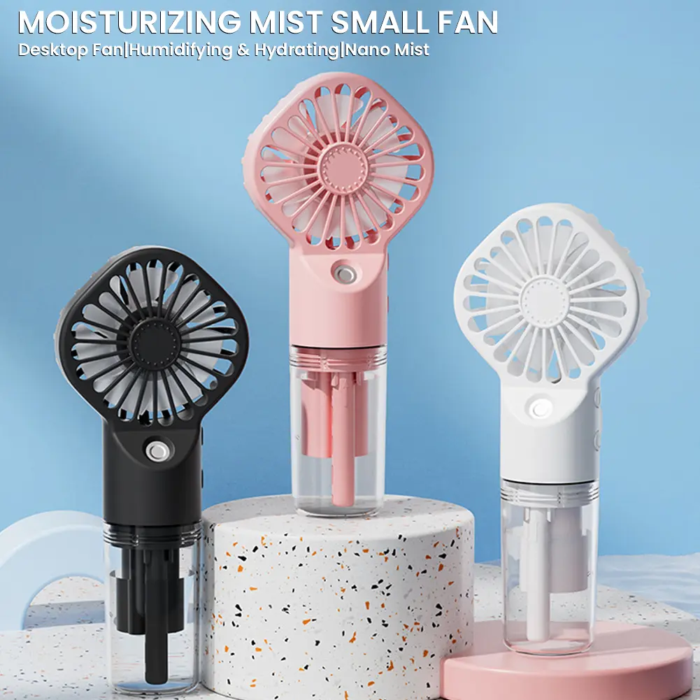 Portable Humidifier Fan Mini Rechargeable Handheld Misting Fan with Humidifier Mini Water Spray Hand Fan 4 Speeds for Personal