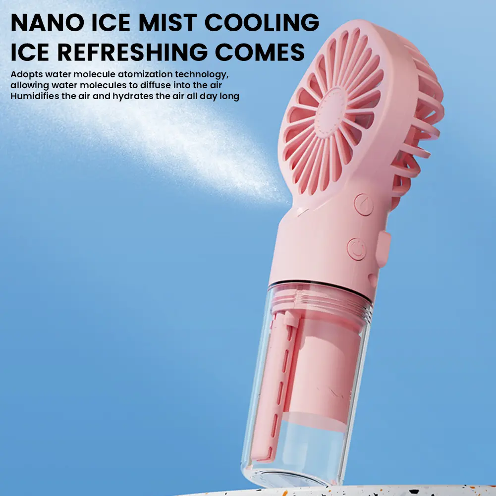 Portable Humidifier Fan Mini Rechargeable Handheld Misting Fan with Humidifier Mini Water Spray Hand Fan 4 Speeds for Personal