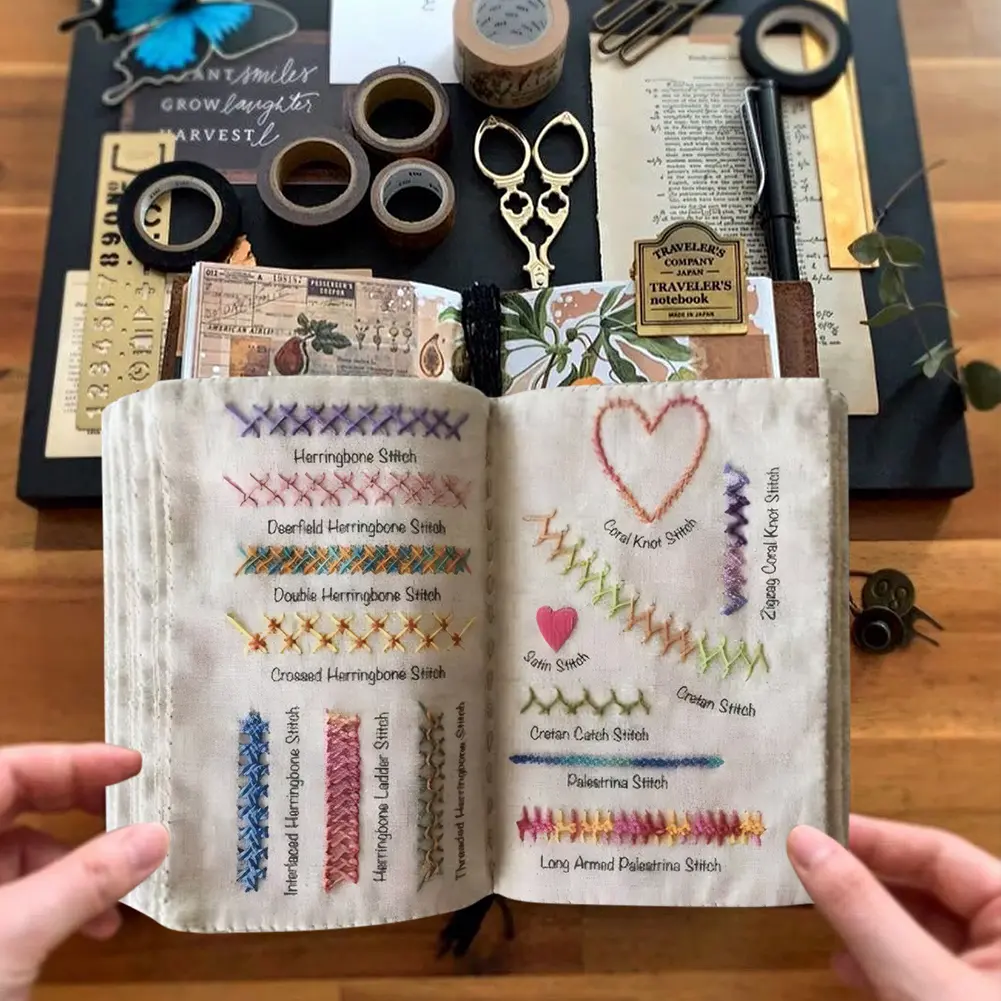 DIY Mini Sewing Book Kit Stitch Book Creative Embroidery Stitch Book Embroidery Instructions Book for Embroidery Lovers Beginner