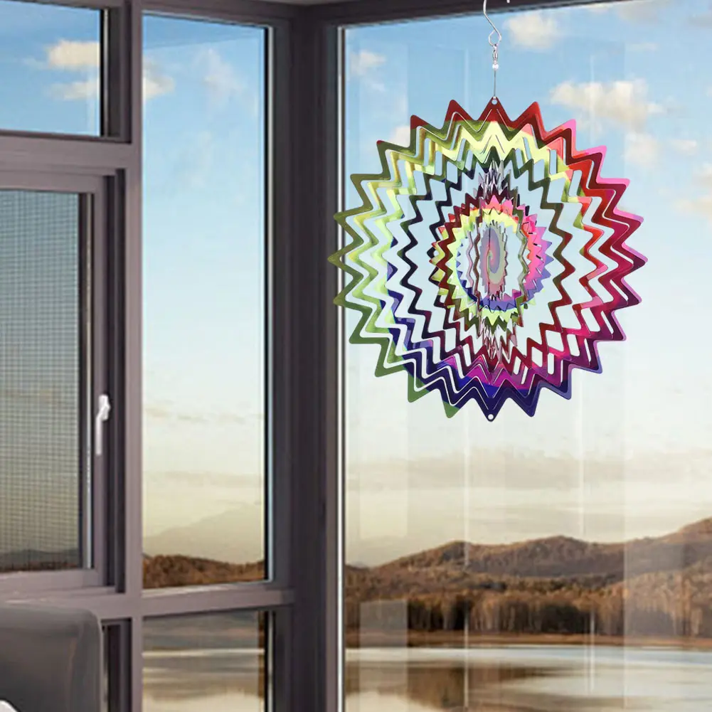 3D Mandala Wind Spinner Reflective Pendants Stainless Steel Wind Spinner Metal Hanging Wind Spinner for Indoor Outdoor