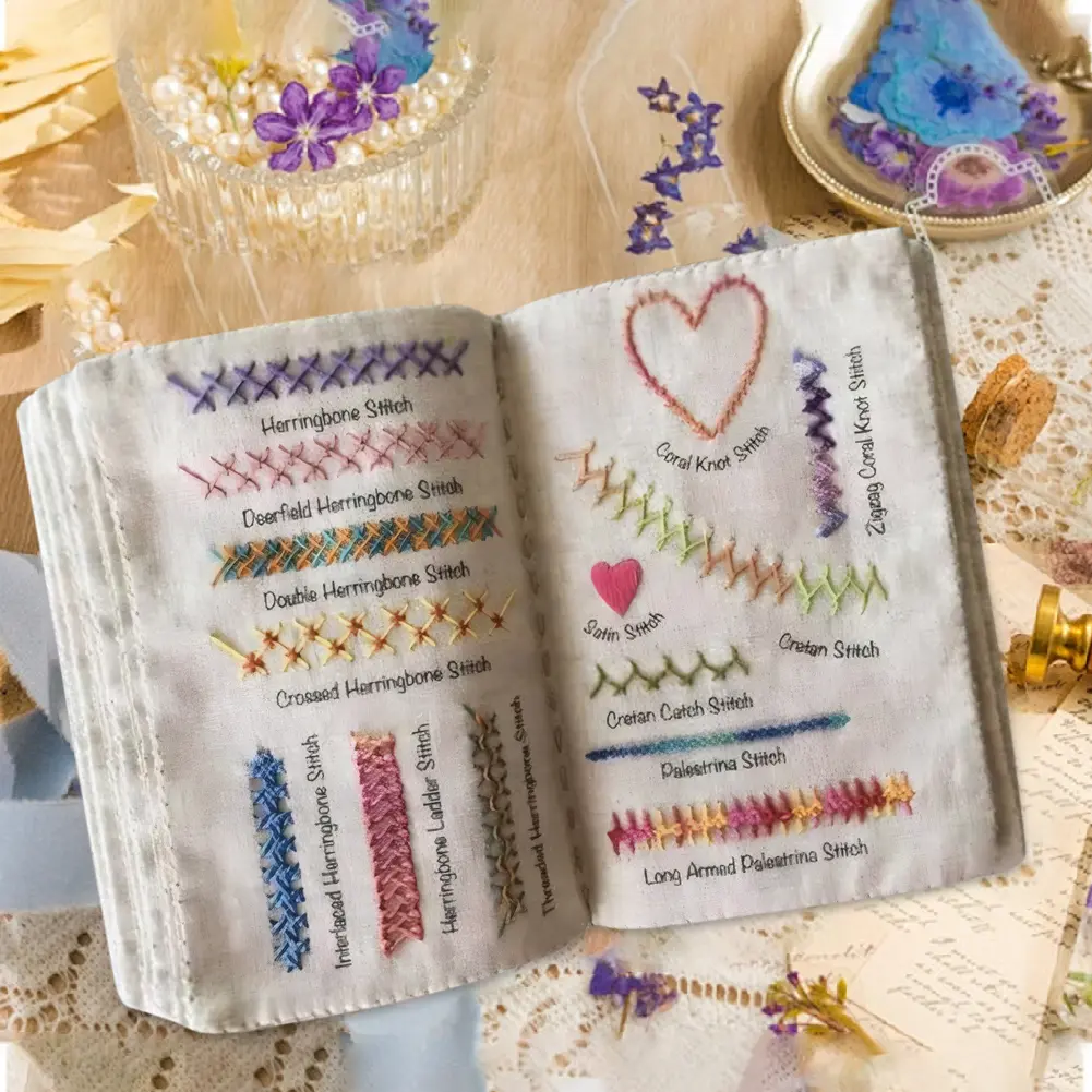 DIY Mini Sewing Book Kit Stitch Book Creative Embroidery Stitch Book Embroidery Instructions Book for Embroidery Lovers Beginner