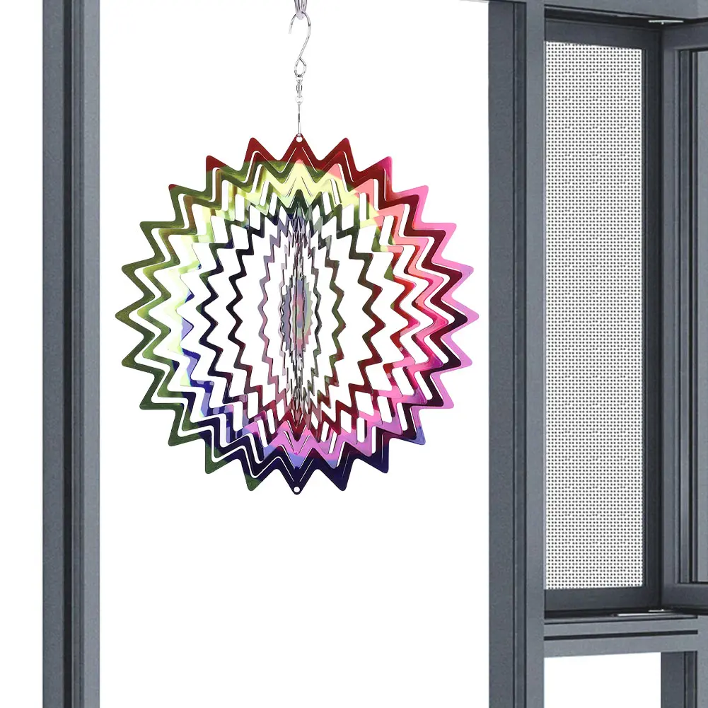 3D Mandala Wind Spinner Reflective Pendants Stainless Steel Wind Spinner Metal Hanging Wind Spinner for Indoor Outdoor