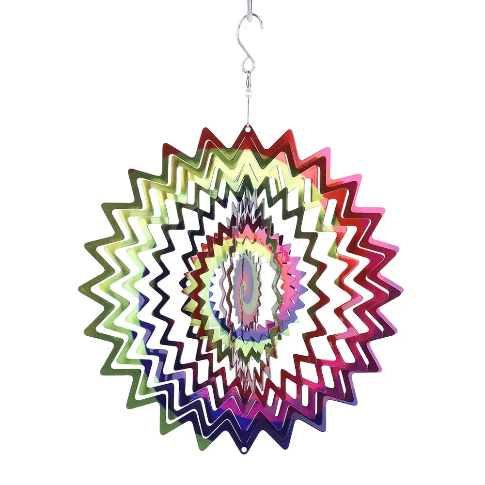 3D Mandala Wind Spinner Reflective Pendants Stainless Steel Wind Spinner Metal Hanging Wind Spinner for Indoor Outdoor