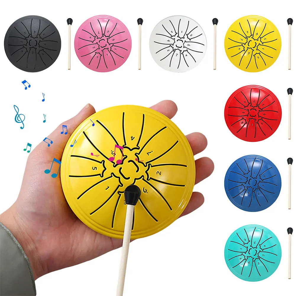 For Yoga Meditation Steel Tongue Drum 4Inch 8 Notes Hand Pan Drum with Drum Mallet Sound Healing Instruments Rain Drum Instrumen