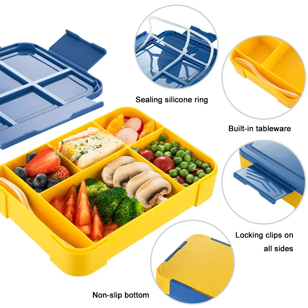 Portable Bento Box Travel Vegetable Salad Container with Spoon Fork Fruit Salad Lunch Box Food Storage Container for Kids Adults