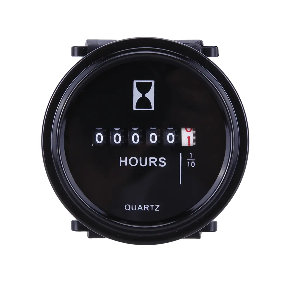 Digital Hour Meter Round Machinery Timer Waterproof Quartz Timer Hourmeter Hour Counter Gauge for Car Marine Boat Tractor Engine