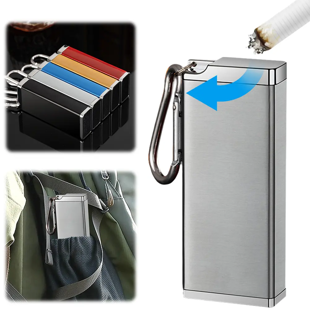 Cigarette Ashtray Holds 8 Cigarette Cigarette Container Multi-Function Cigarette Storage Case with Carabiner for Home Office