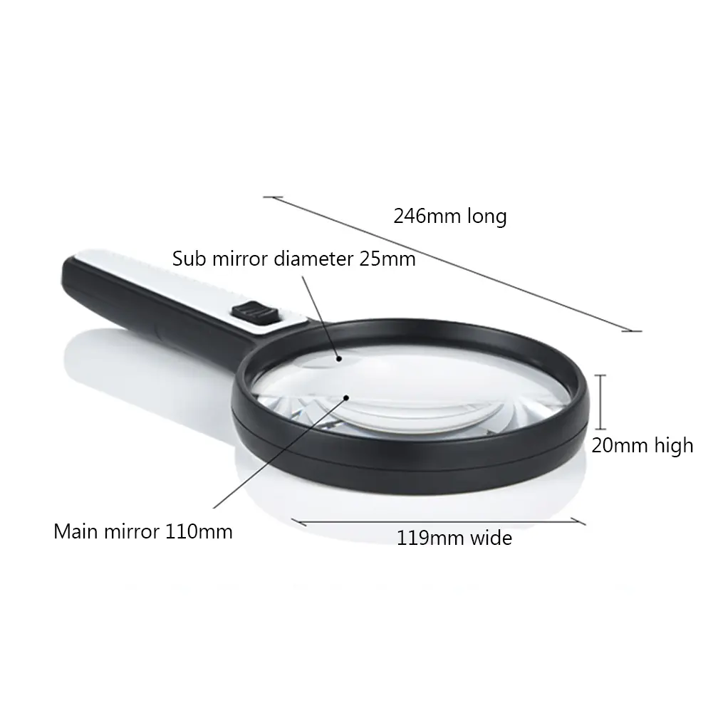 10X 20X Handheld Magnifying Glass Illuminated Magnifier Reading Magnifier for Seniors  Reading Inspection Observing Jewelry