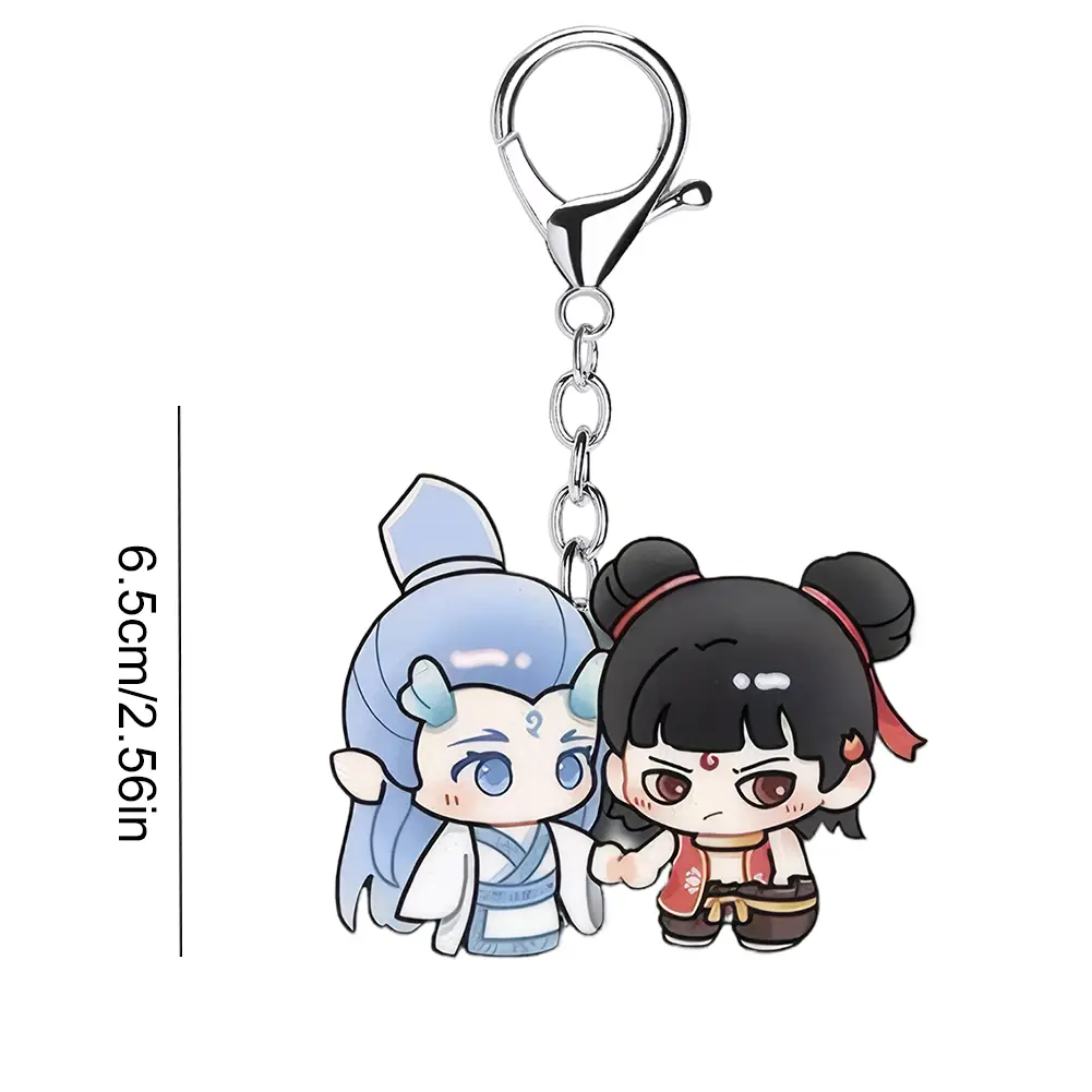 2PC  Anime Movies Peripheral 2025New Ne Zha Ao Bing Keychain Pendant Acrylic Key Ring Car Pendant Schoolbag Pendant Gift For Fan