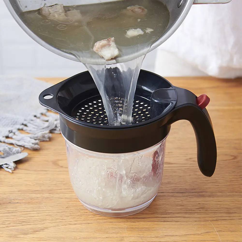 Gravy Grease Separator with Bottom Release Fat Grease Strainers Multifunctional Plastic Fat Separator Creative Kitchen Tool