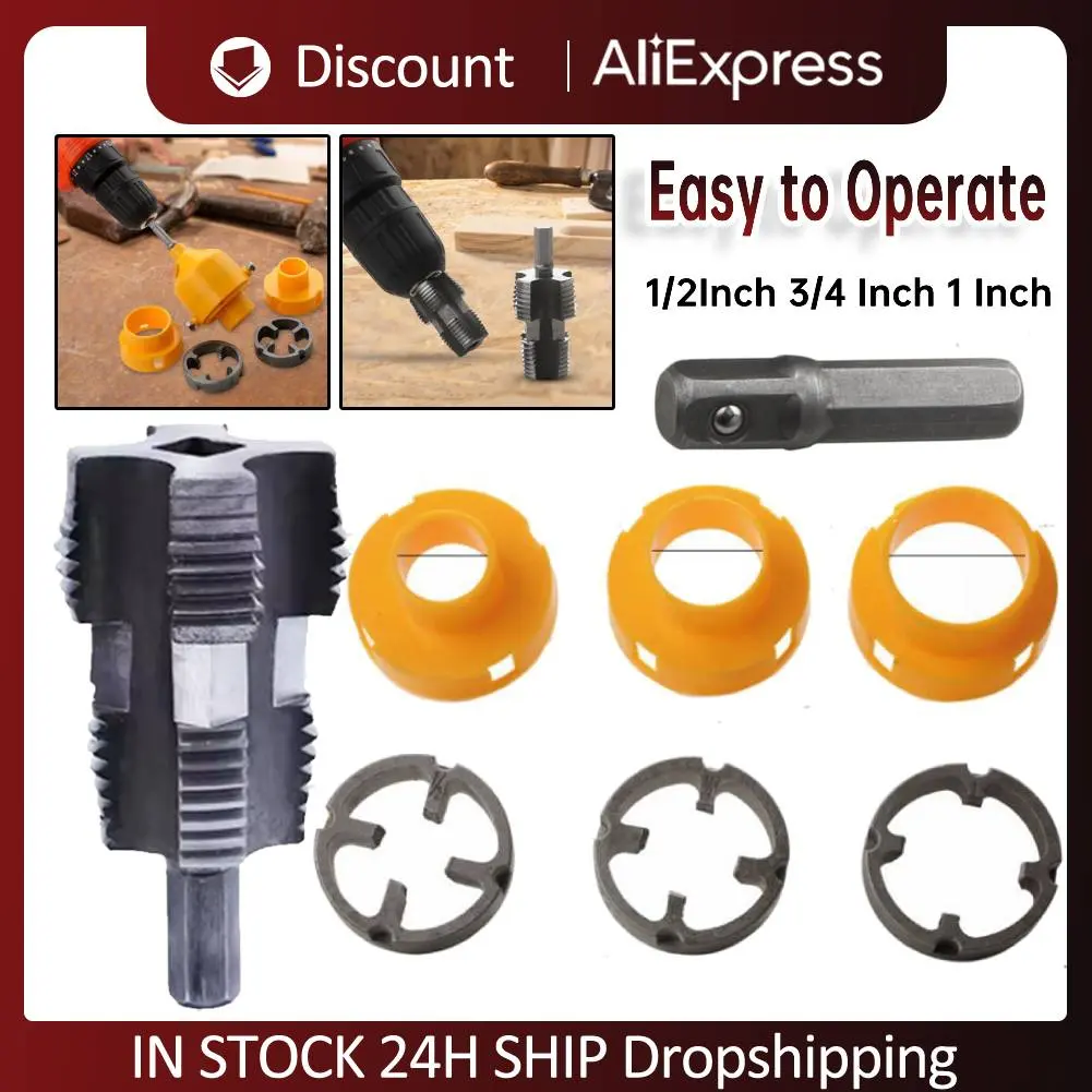 PVC Pipe Threader Kit with 1/2 3/4 1Inch Dies Pipe Threader Pipe Enebrador Round Die With Buckle NPT Pipe Threading Machine Tool