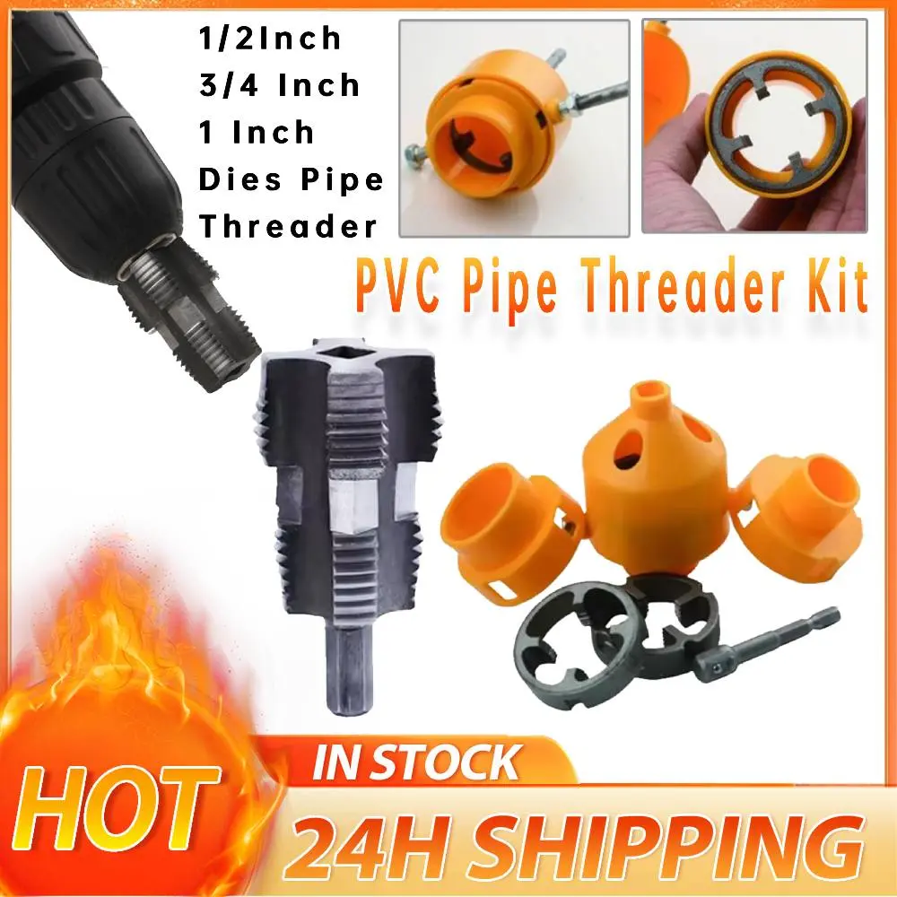 PVC Pipe Threader Kit with 1/2 3/4 1Inch Dies Pipe Threader Pipe Enebrador Round Die With Buckle NPT Pipe Threading Machine Tool