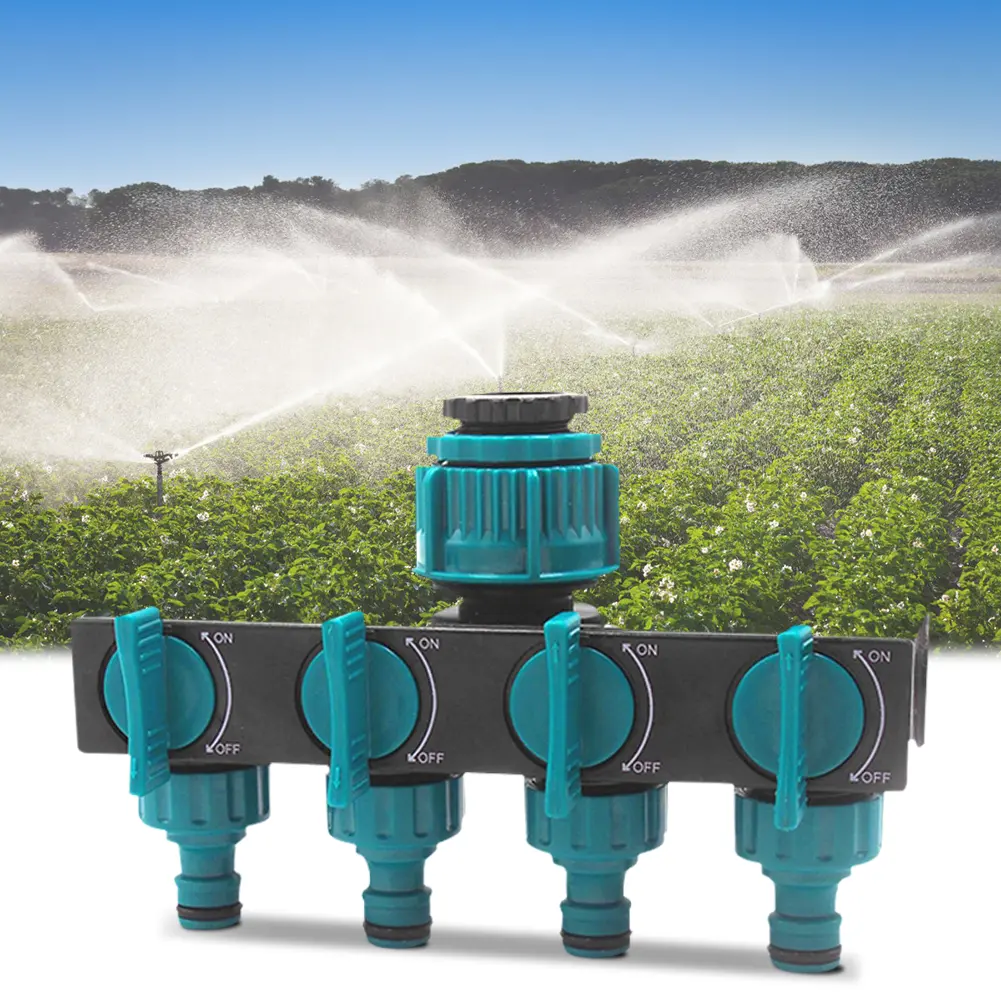1/2in-3/4in-1in Hose Splitters Garden Tap Water Splitter Plastic 4-Way Water Hose Connectors for Drip Irrigation Lawns
