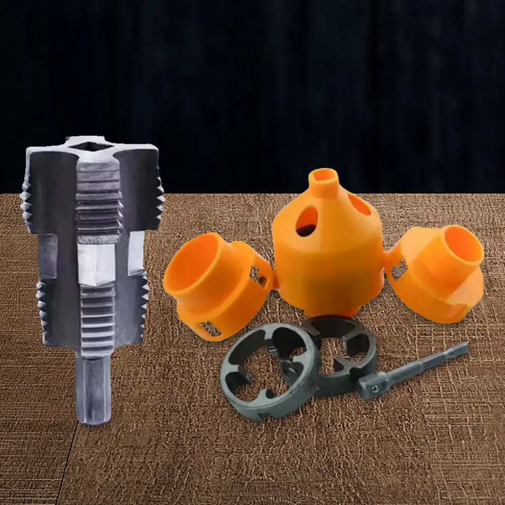 PVC Pipe Threader Kit with 1/2 3/4 1Inch Dies Pipe Threader Pipe Enebrador Round Die With Buckle NPT Pipe Threading Machine Tool