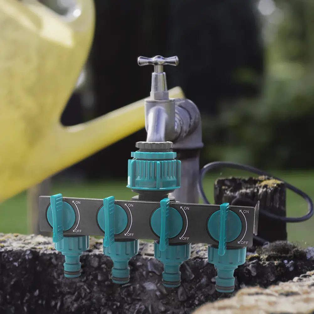 1/2in-3/4in-1in Hose Splitters Garden Tap Water Splitter Plastic 4-Way Water Hose Connectors for Drip Irrigation Lawns