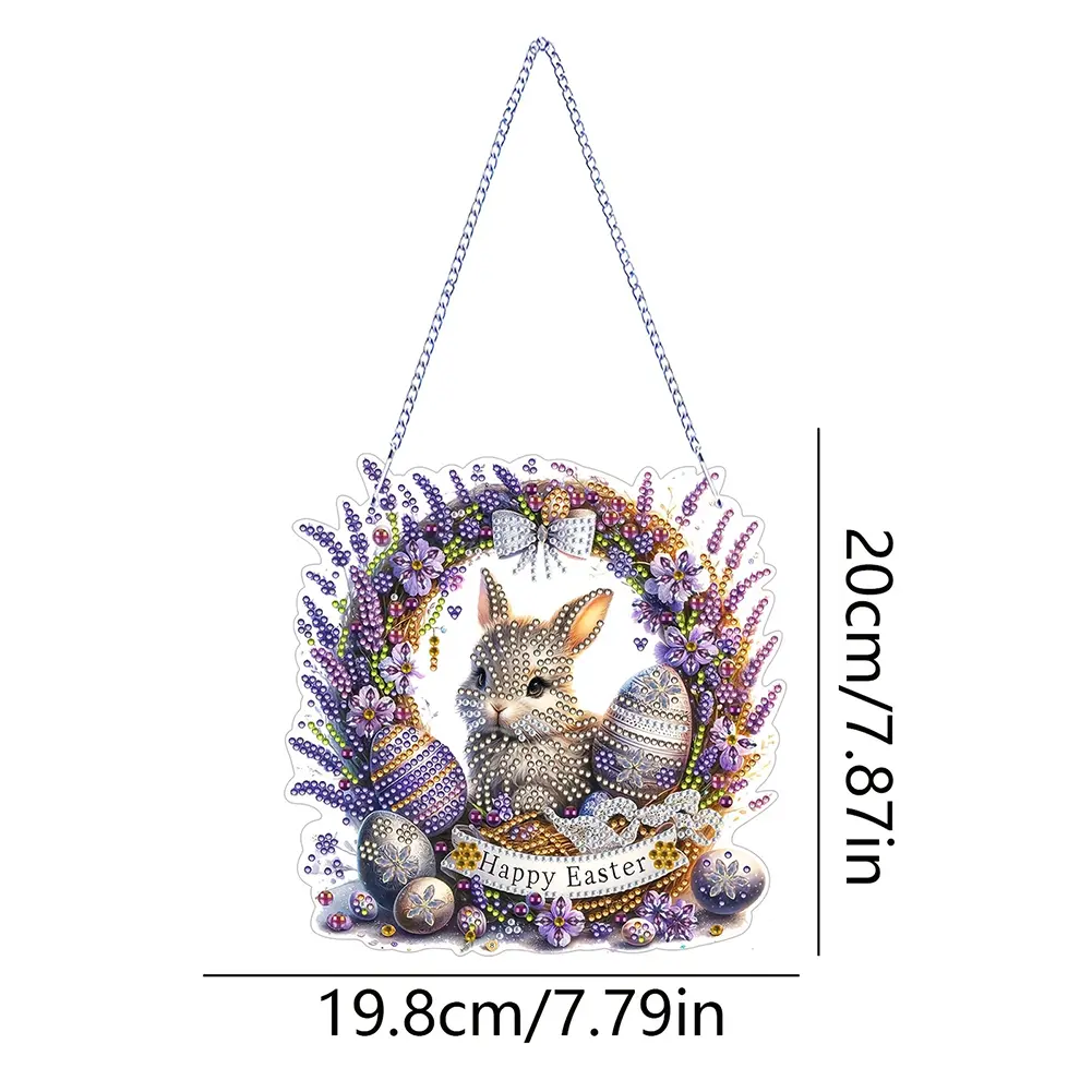 2025 Easter Bunny Diamond Art Hanging Pendant Diamond Painting Home Decor 5D DIY Diamond Painting Dots Pendant for Window Decor