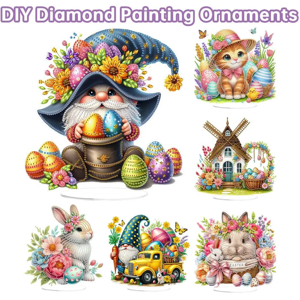 Acrylic Special Shape 2025 Easter Rabbit Table Top Diamond Painting Ornament Kits 5D DIY Diamond Painting Desktop Bedroom Decor