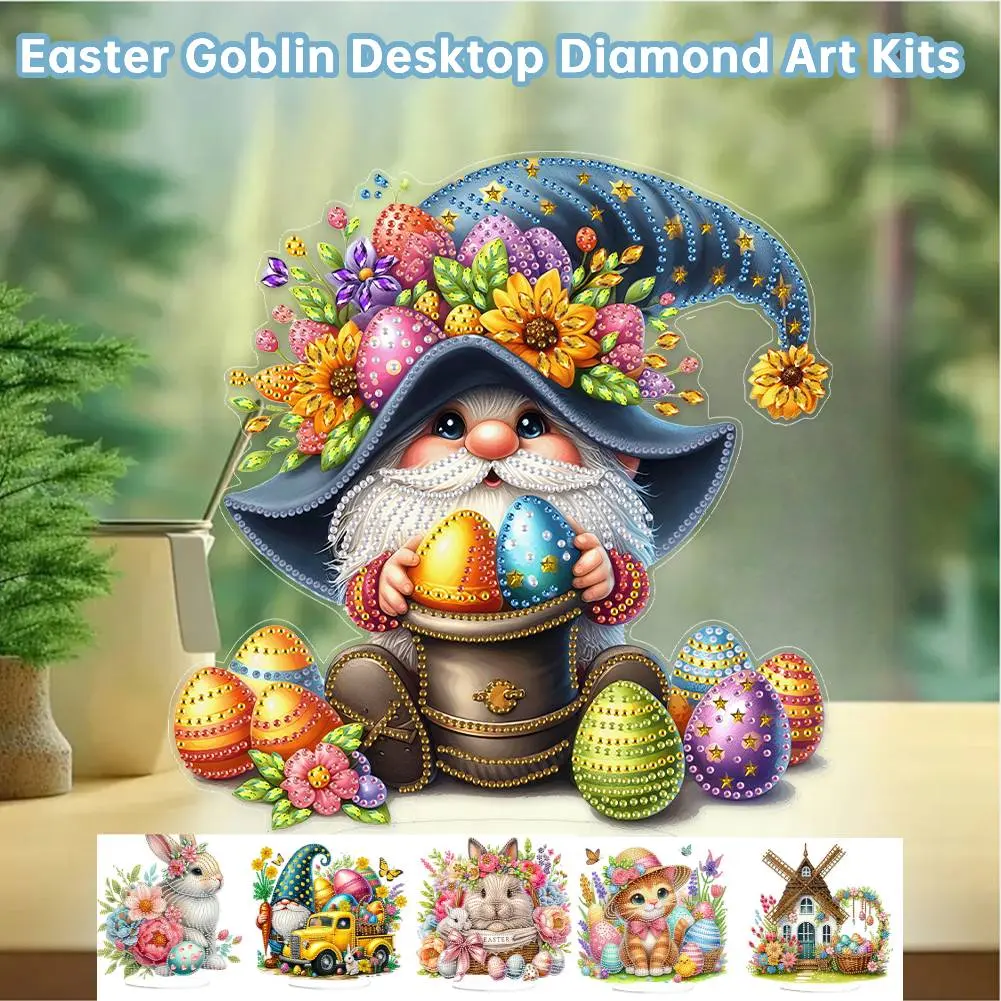 Acrylic Special Shape 2025 Easter Rabbit Table Top Diamond Painting Ornament Kits 5D DIY Diamond Painting Desktop Bedroom Decor