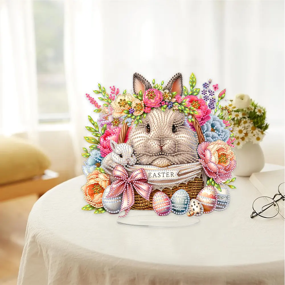 Acrylic Special Shape 2025 Easter Rabbit Table Top Diamond Painting Ornament Kits 5D DIY Diamond Painting Desktop Bedroom Decor