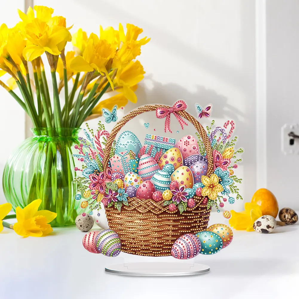 5D DIY Diamond Art Easter Desktop Decor Acrylic Special Shape Easter Lamb Diamond Painting Desktop Decors for Home Office Decor