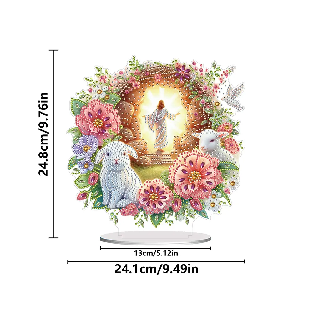 5D DIY Diamond Art Easter Desktop Decor Acrylic Special Shape Easter Lamb Diamond Painting Desktop Decors for Home Office Decor