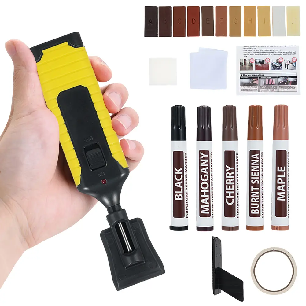 24 Pcs Woodworking Hardwood Floor Repair Tools KitsFurniture Markers Touch Up Wood Floor Scratch Remover for Wood Stains Holes