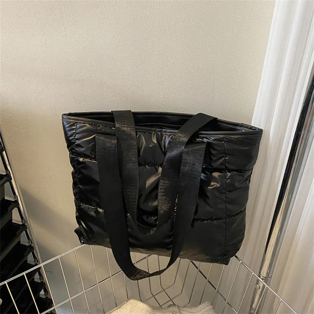 Fashion Women Tote Bag Large Capacity Cotton Padded Top-handle Bags Rhombus Portable Handbag Quilted Solid for Leisure Travel