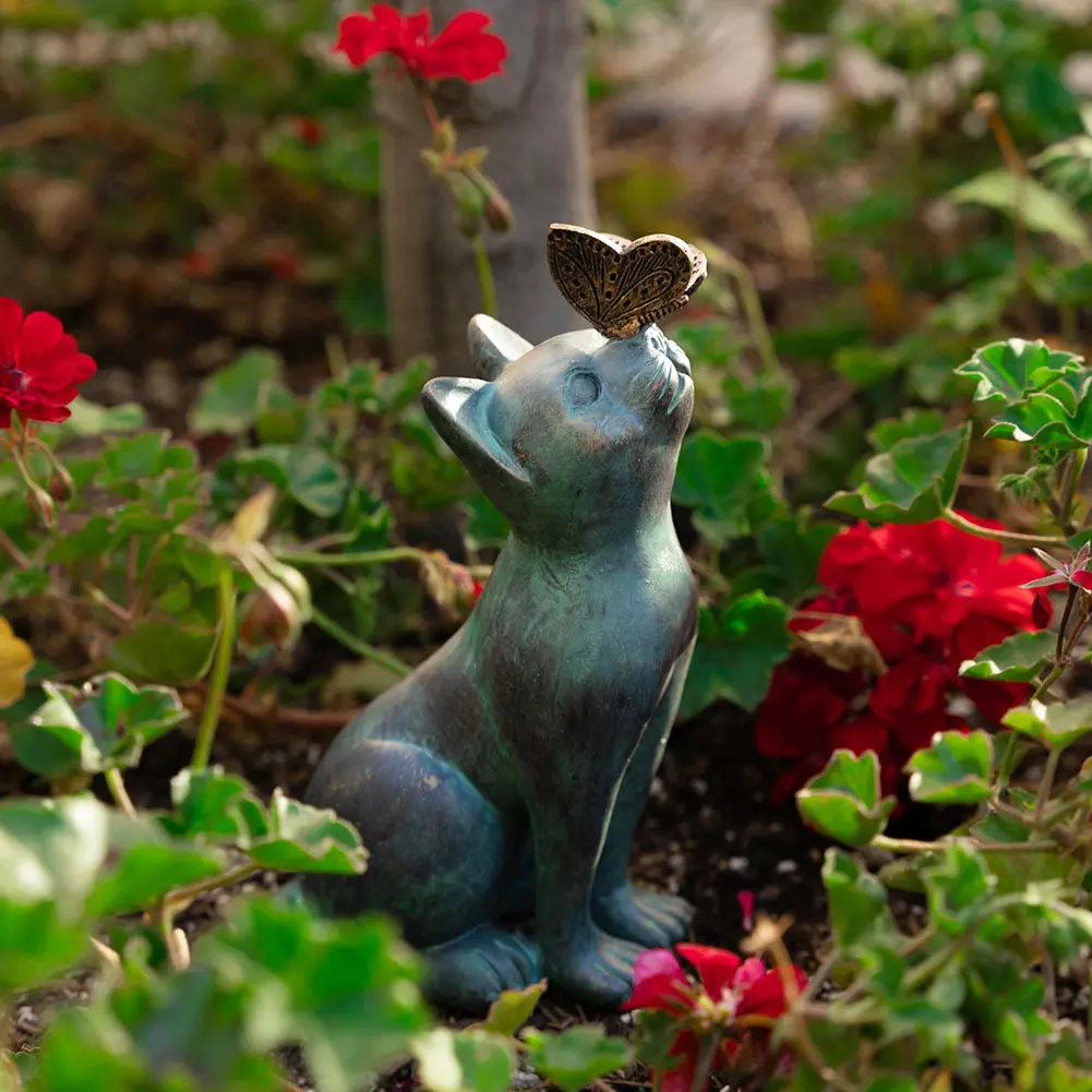 Pet Memorial Gifts Decorative Figurine Cat & Butterfly Curiosity Garden Statue Fairy Art Yard Decor Statue Home Office Ornaments