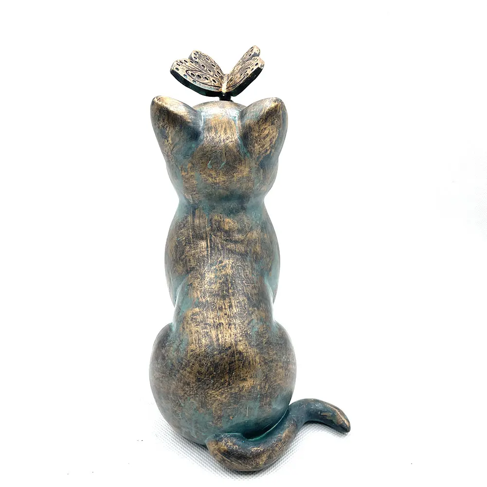 Pet Memorial Gifts Decorative Figurine Cat & Butterfly Curiosity Garden Statue Fairy Art Yard Decor Statue Home Office Ornaments