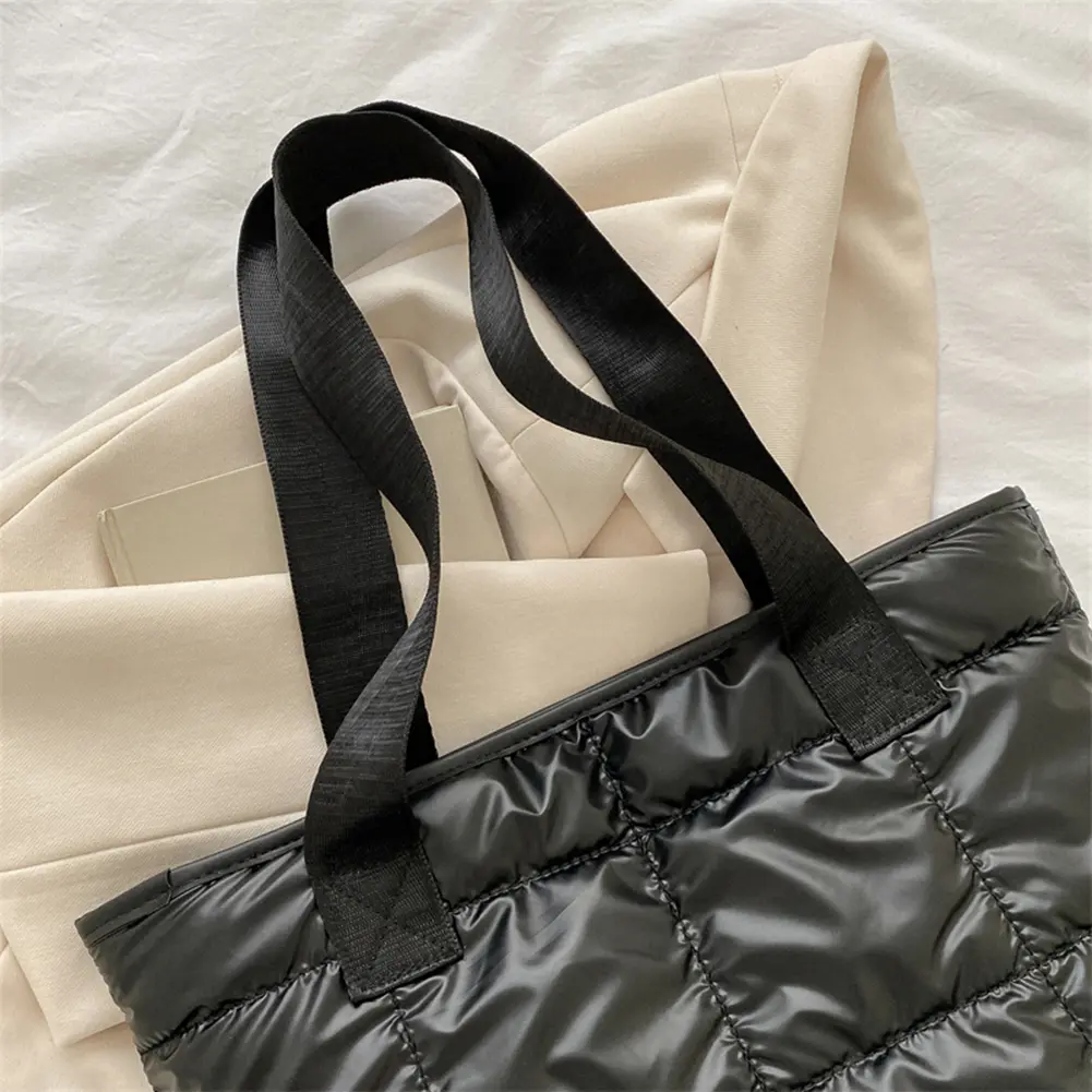 Fashion Women Tote Bag Large Capacity Cotton Padded Top-handle Bags Rhombus Portable Handbag Quilted Solid for Leisure Travel