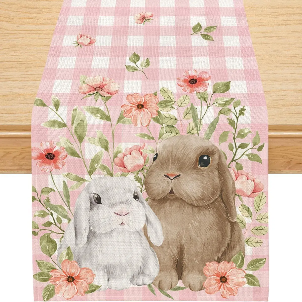 Easter Bunny Linen Table Runner Holiday Party Spring Table Runners Easter Bunny Spring Linen Table Runner Table Flag EasterDecor