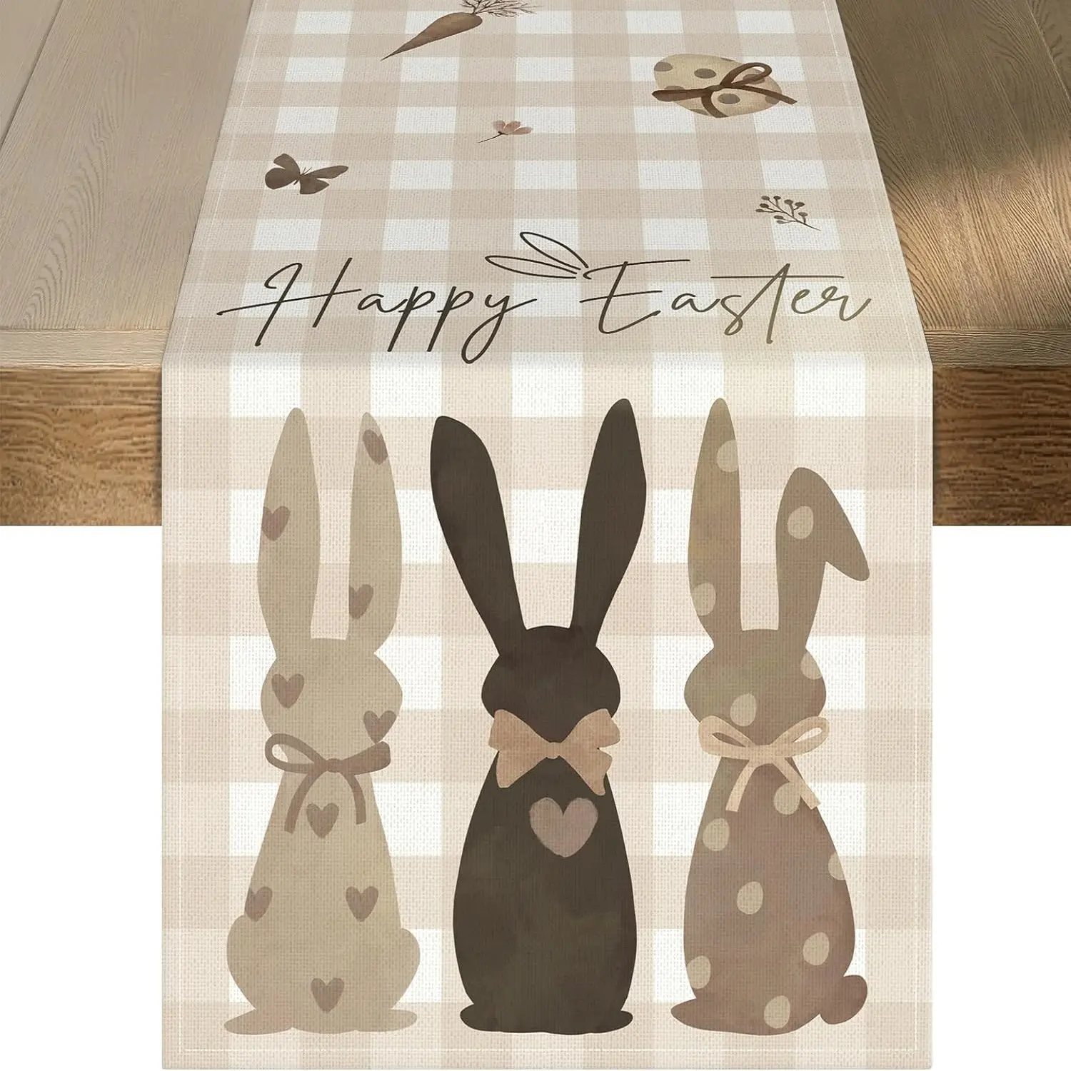 Easter Bunny Linen Table Runner Holiday Party Spring Table Runners Easter Bunny Spring Linen Table Runner Table Flag EasterDecor