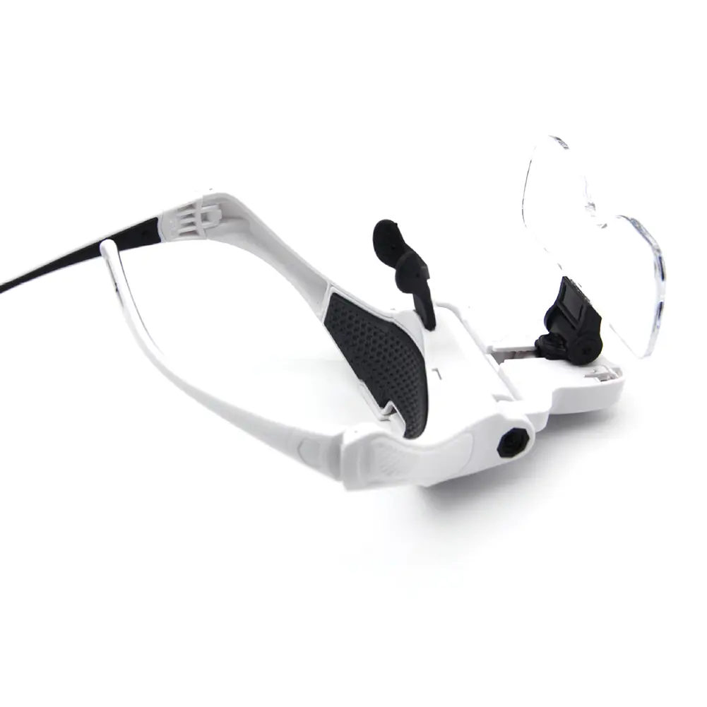 HD Adjustable Headband Magnifiers with LED Light Hands-free Magnifying Glasses with 5 Lenses Instrument Repair Loupe for Elderly